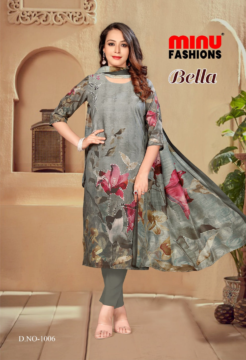 Printed Cotton Stitched Salwar Suit Bella - 6 Pcs Set