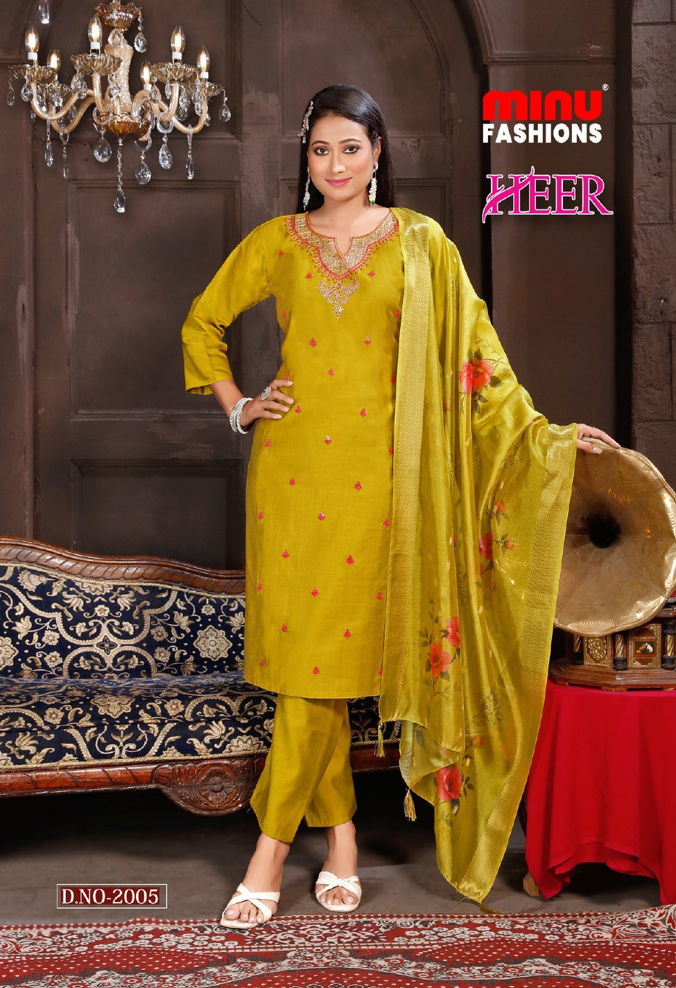 Printed Cotton Stitched Salwar Suit Heer - 6 Pcs Set