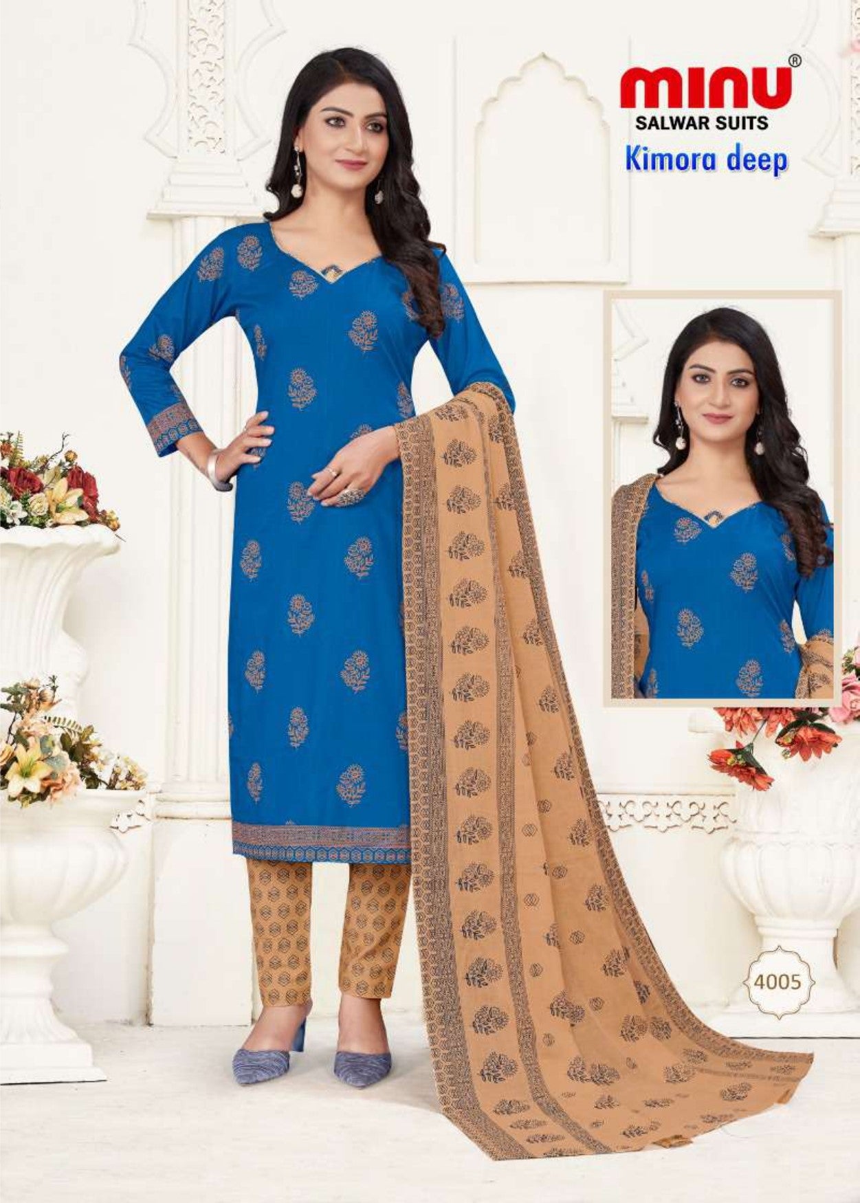 Blue dress material for women for online wholesalers 