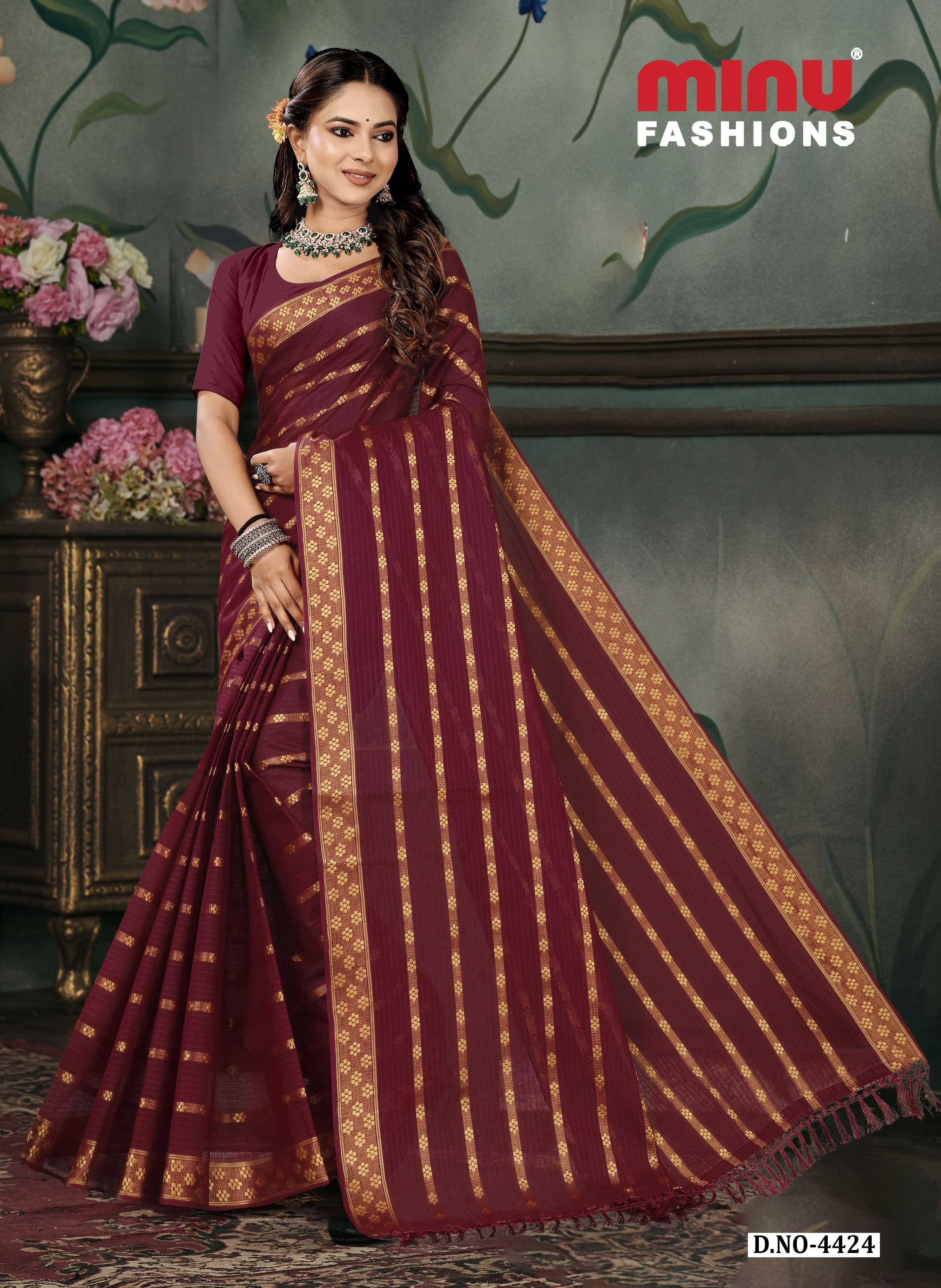 Embroidered Saree Angoori - 08 Pcs Set