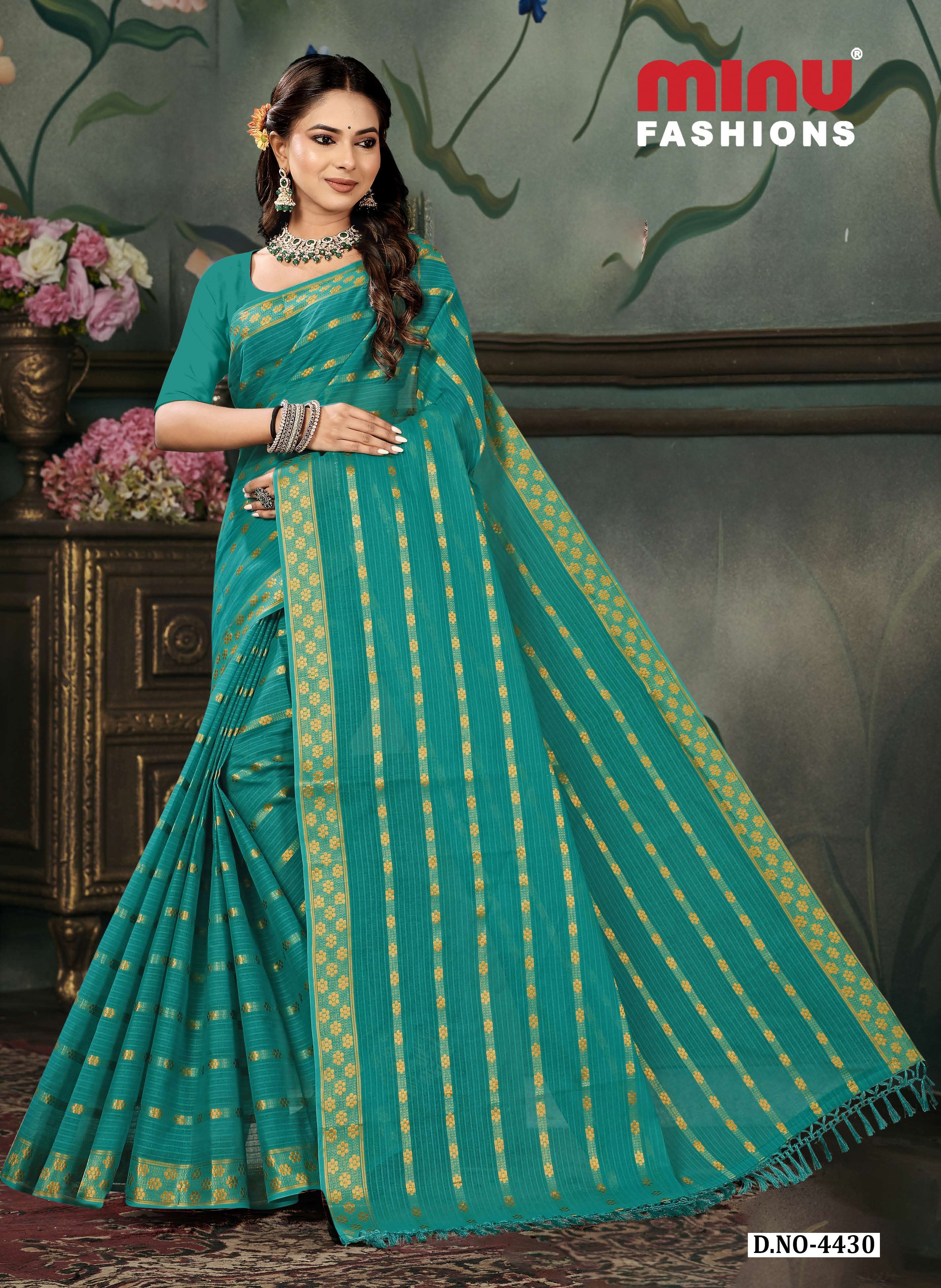 Embroidered Saree Angoori - 08 Pcs Set