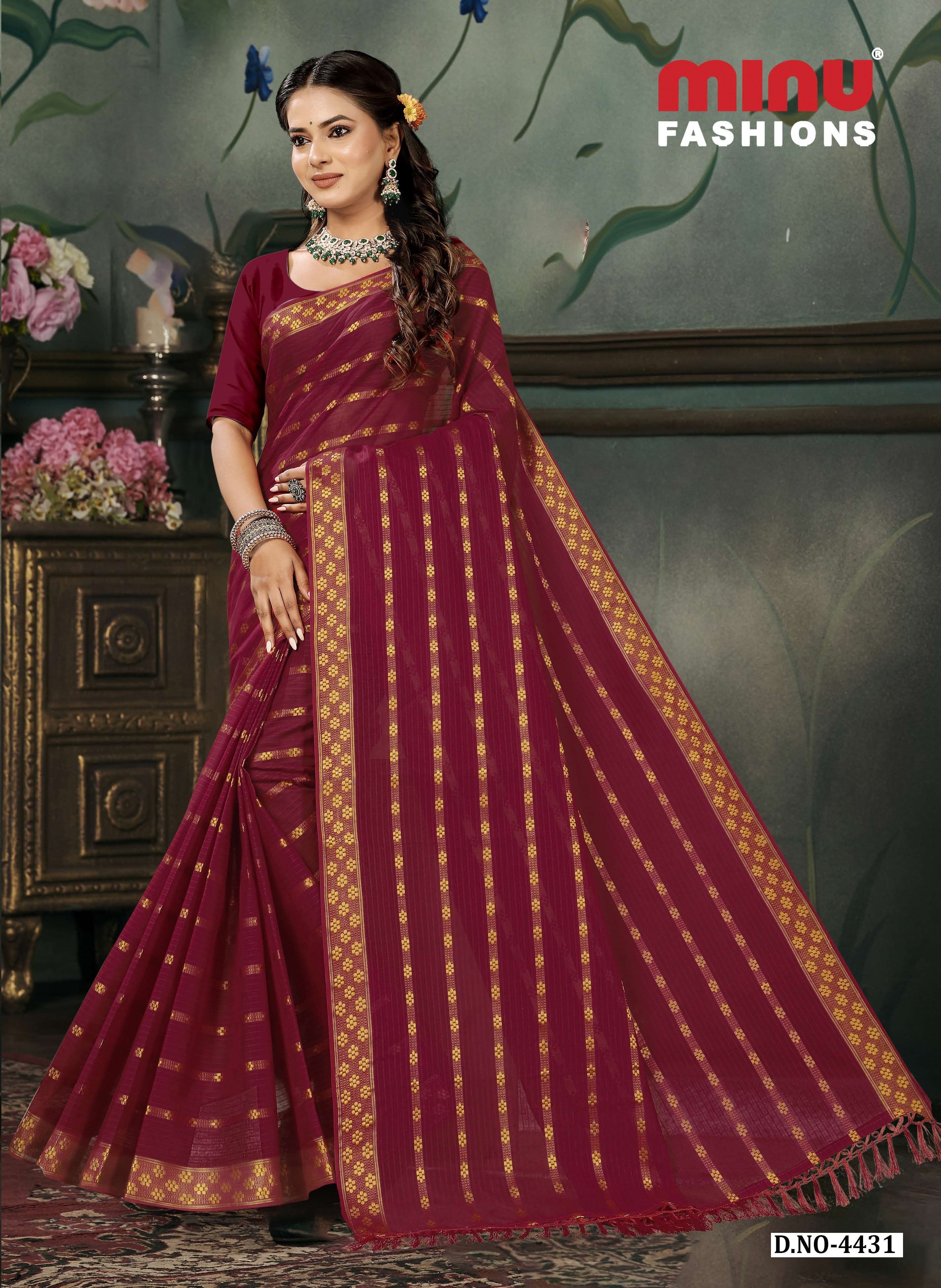 Embroidered Saree Angoori - 08 Pcs Set