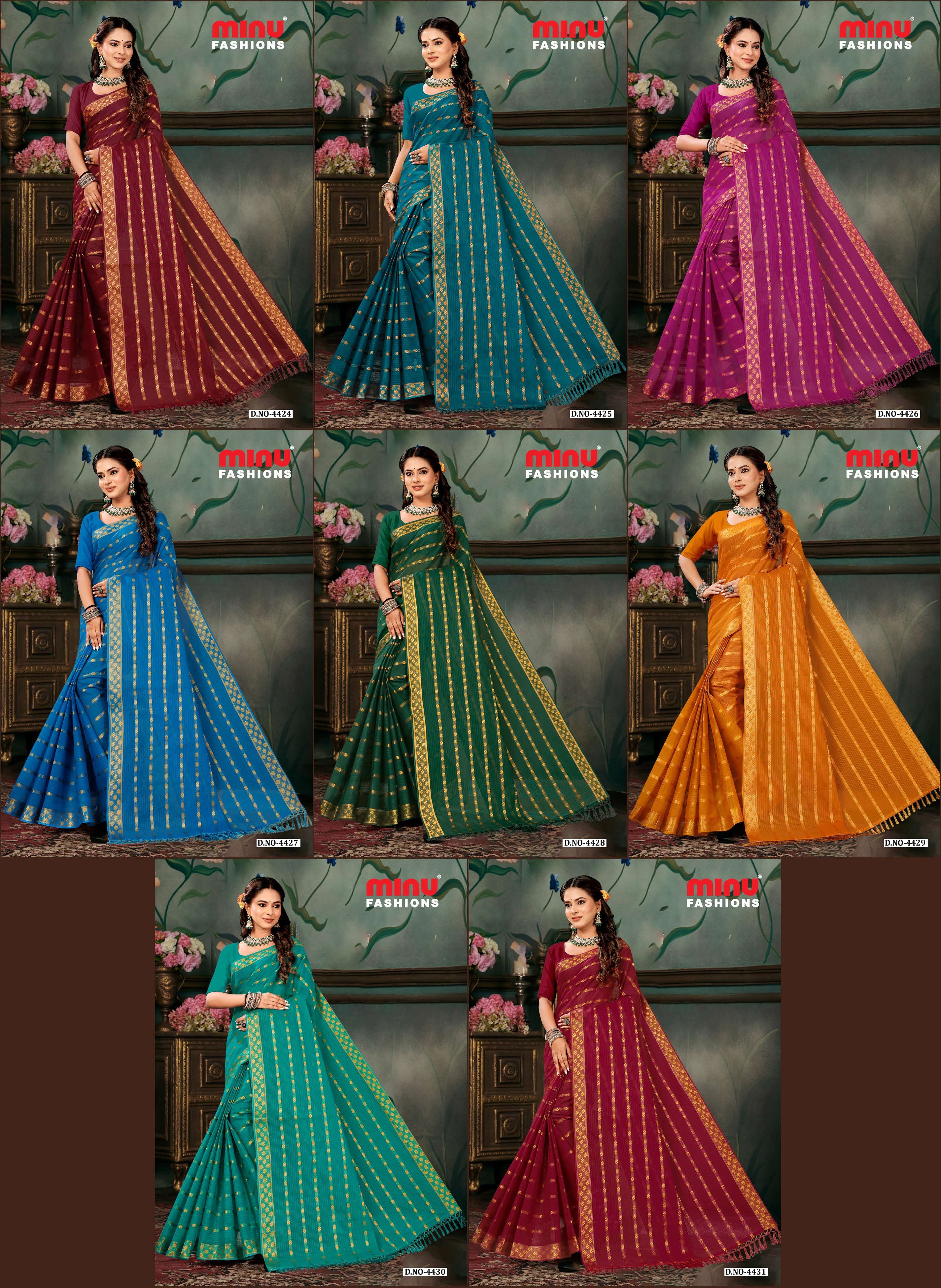 Embroidered Saree Angoori - 08 Pcs Set