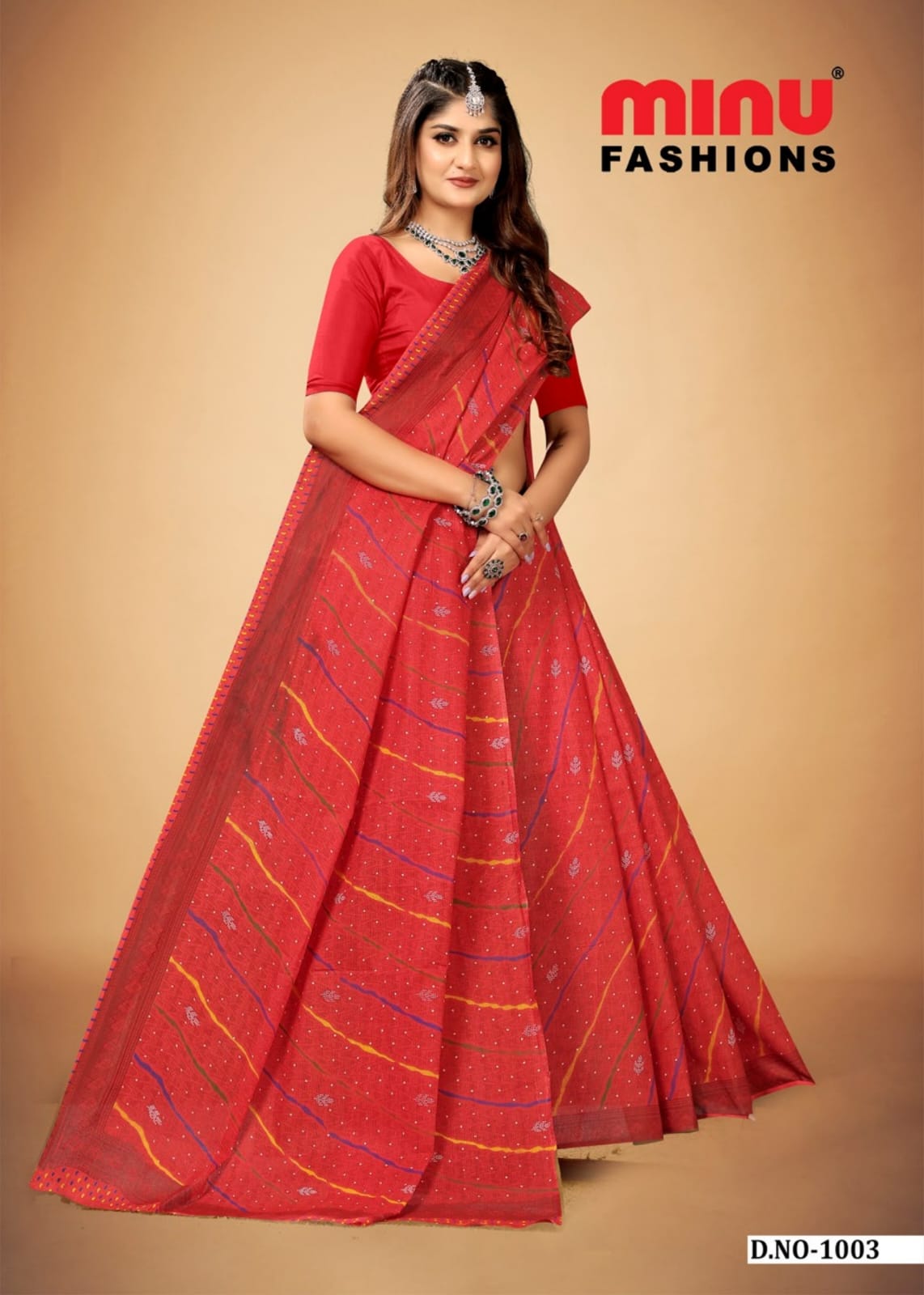 Embroidered Cotton Saree Avani (Special Rate) - 10 Pcs Set