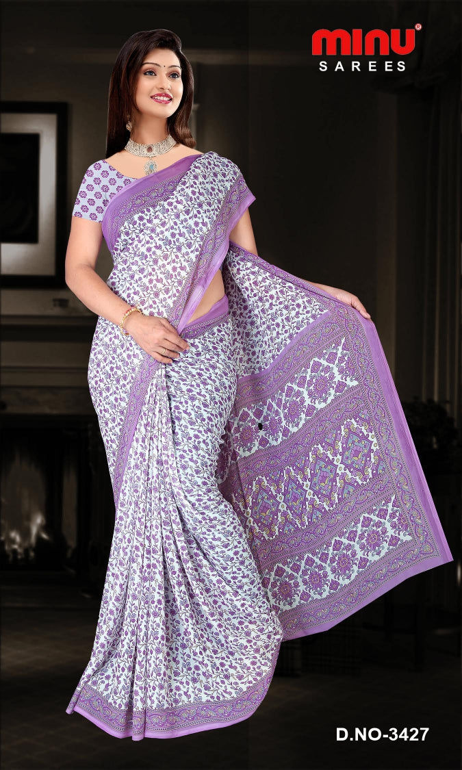 Fancy Saree Aavya Georgette (BP) - 8 Pcs Set