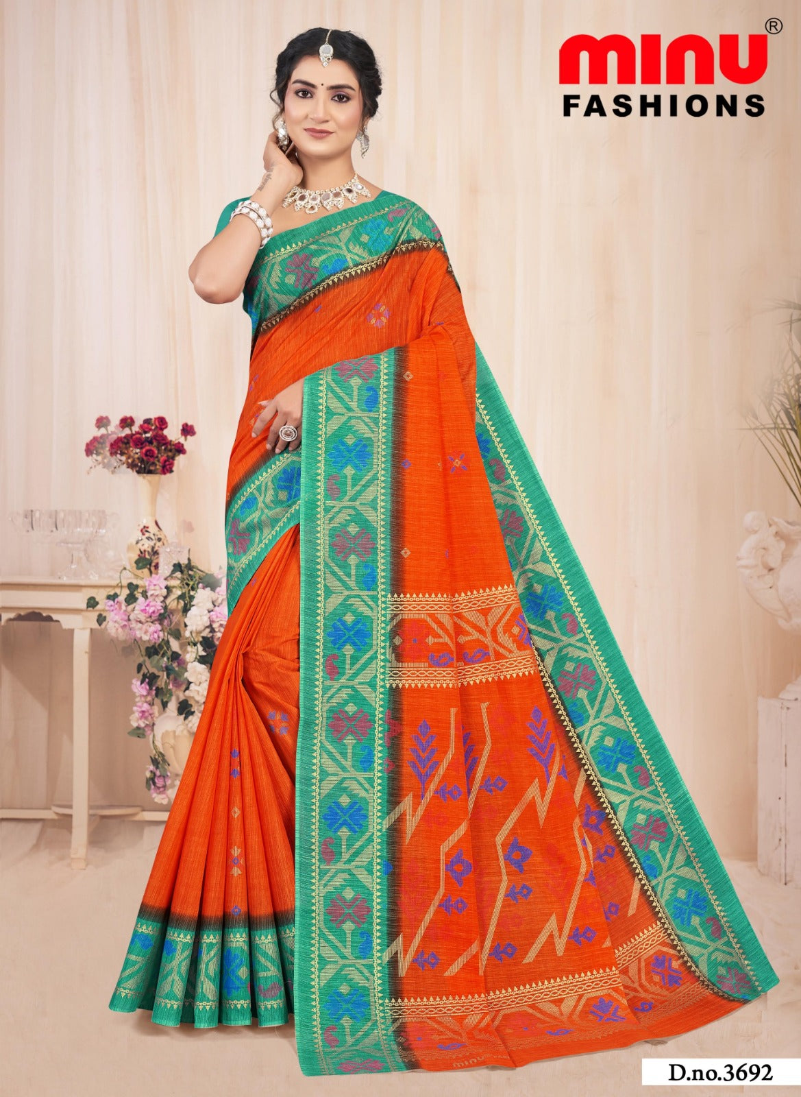 Malai Cotton Saree Binodini - 8 Pcs Set