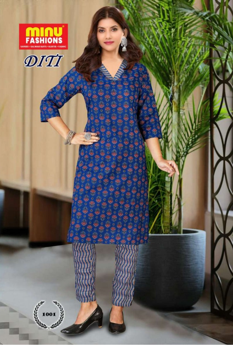 2 Piece Cotton Kurti Set Diti Combo (Vol-2) - 6 Pcs Set