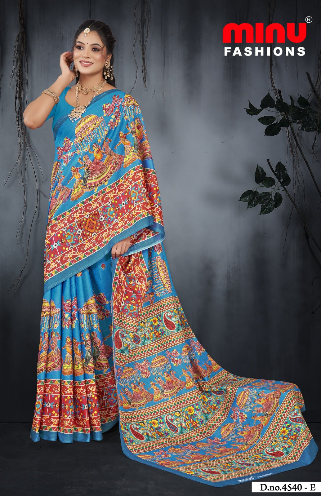 Malai Cotton Saree Digital Fashion Katha Figure - 8 Pcs Set