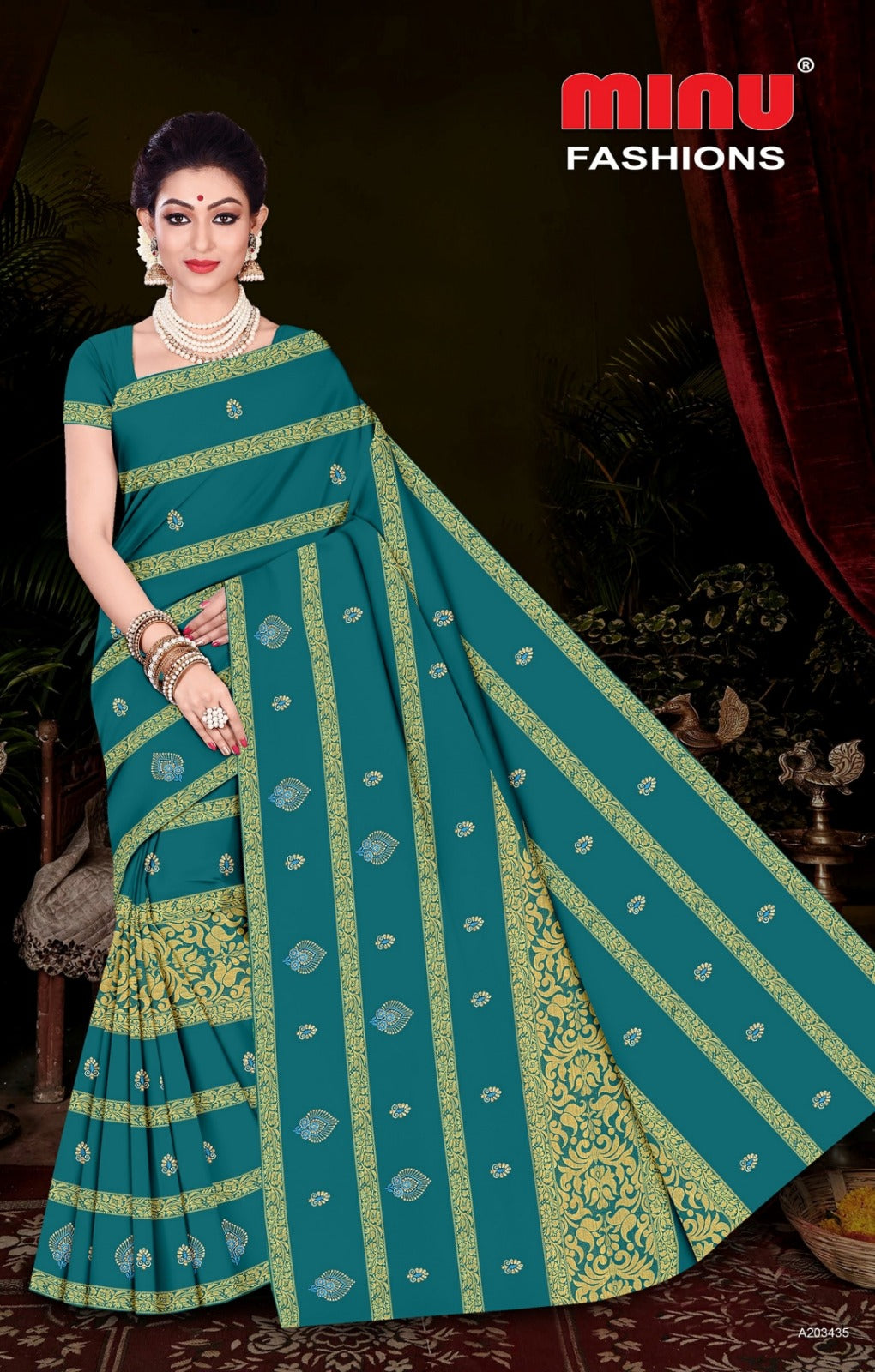 Embroidered Cotton Saree Free Hit (Special Rate) - 8 Pcs Set