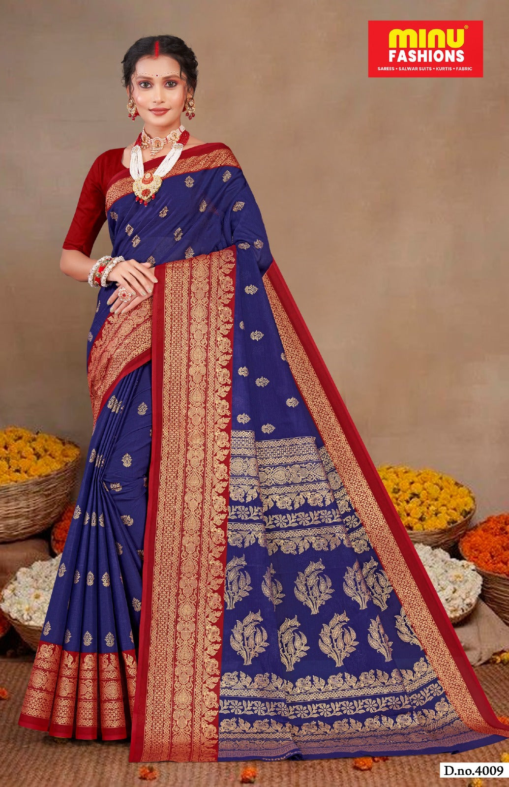 Malai Cotton Saree Gold Star (Vol- 3) - 10 Pcs Set