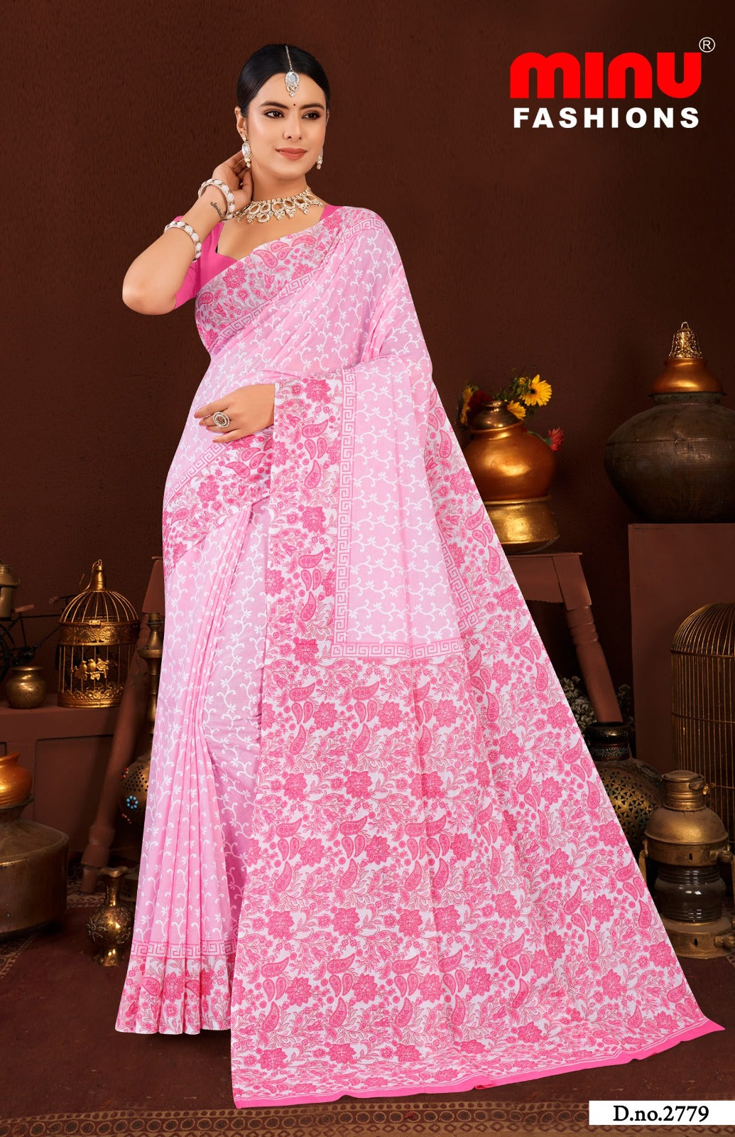 Malai Cotton Saree Good Day Pestal - 8 Pcs Set