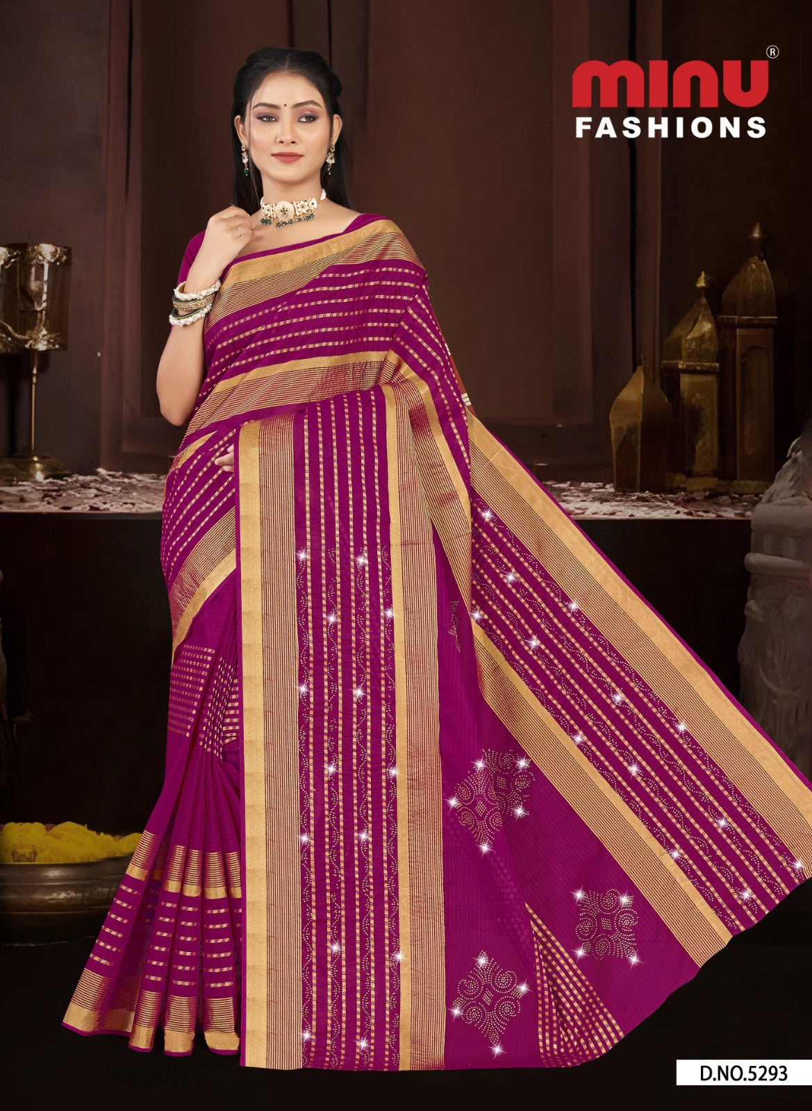Embroidered Cotton Saree Mannat (Special Rate) - 8 Pcs Set