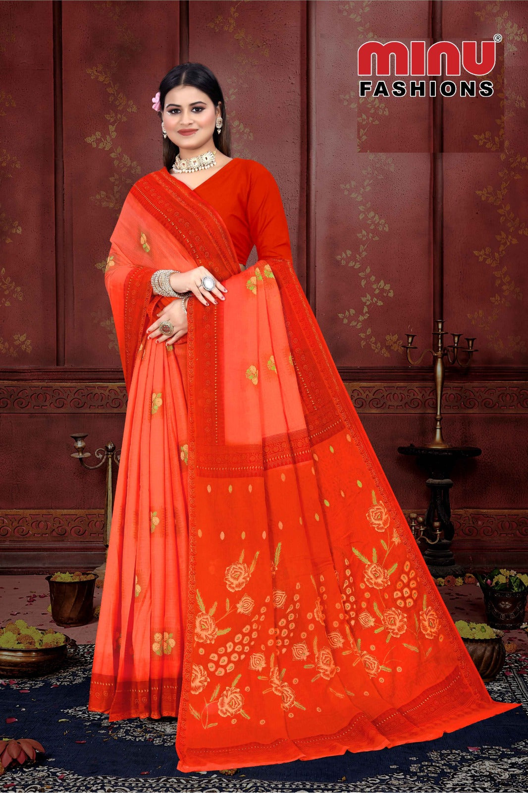 Printed Cotton Saree Miami Deep (Vol-2) - 8 Pcs Set