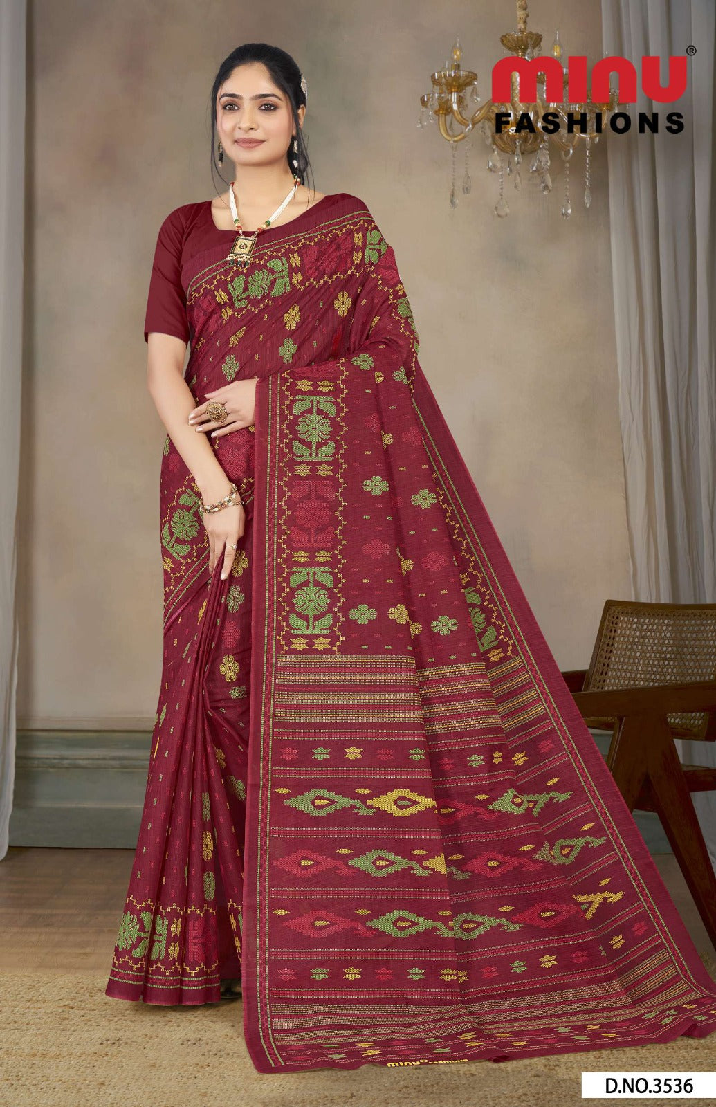 Malai Cotton Saree Mitali - 10 Pcs Set