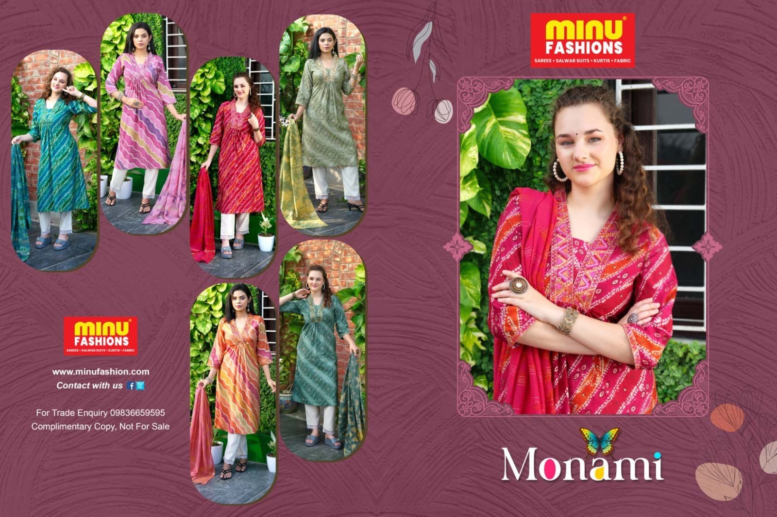 3 Piece Cotton Long Kurti Set Monami - 6 Pcs Set