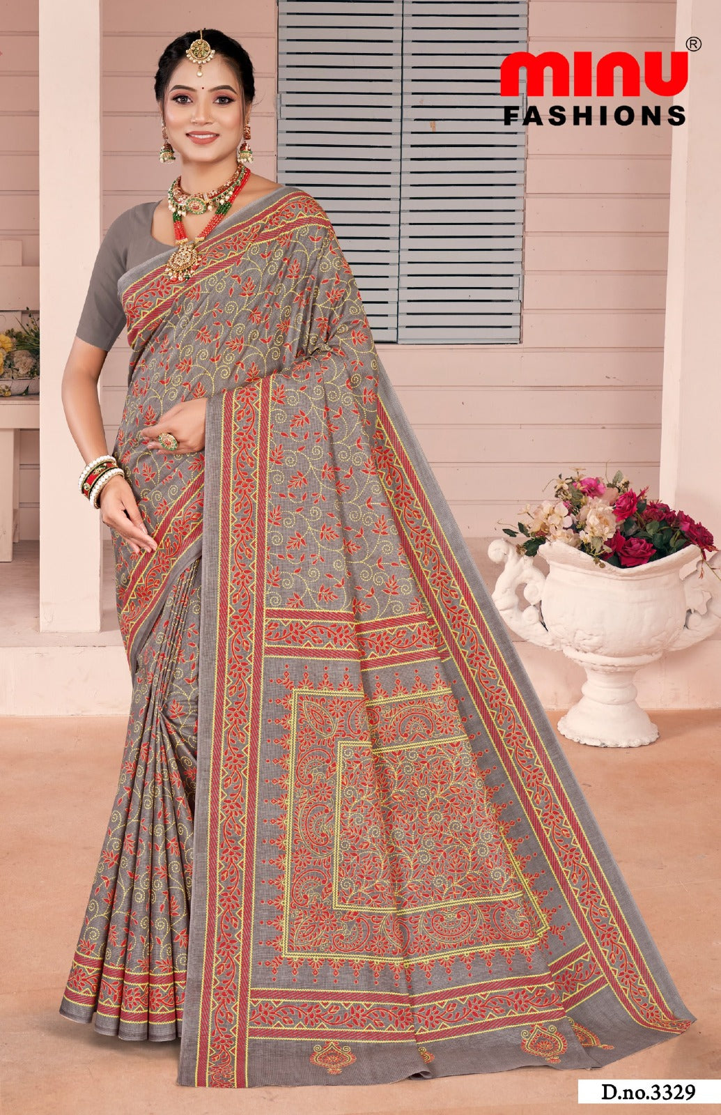 Malai Cotton Saree Nakshi Kantha (Vol-4) - 10 Pcs Set