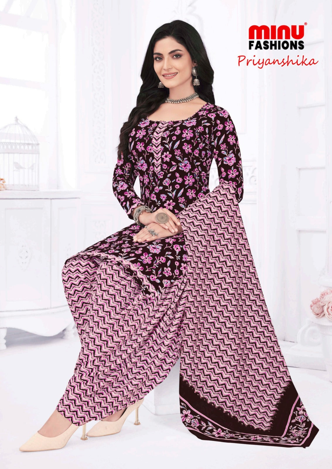 Printed Cotton Unstitched Salwar Suit Priyanshika (Special Rate) - 16 Pcs Set