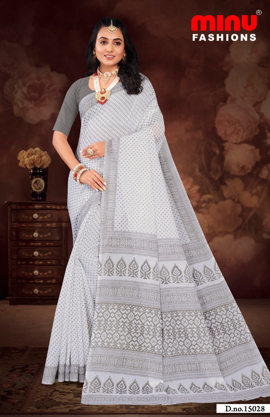 Malai Cotton Saree Priyatama Buti (Vol-5) - 10 Pcs Set