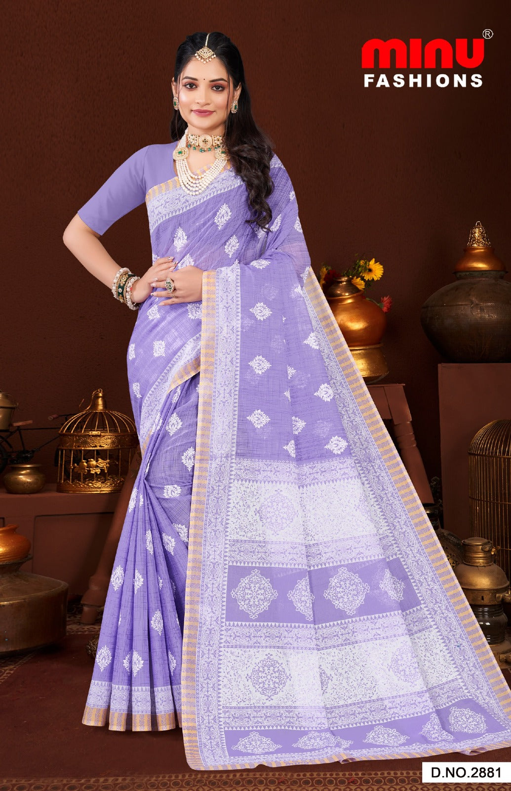 Malai Cotton Saree Priyatama Pestal - 10 Pcs Set