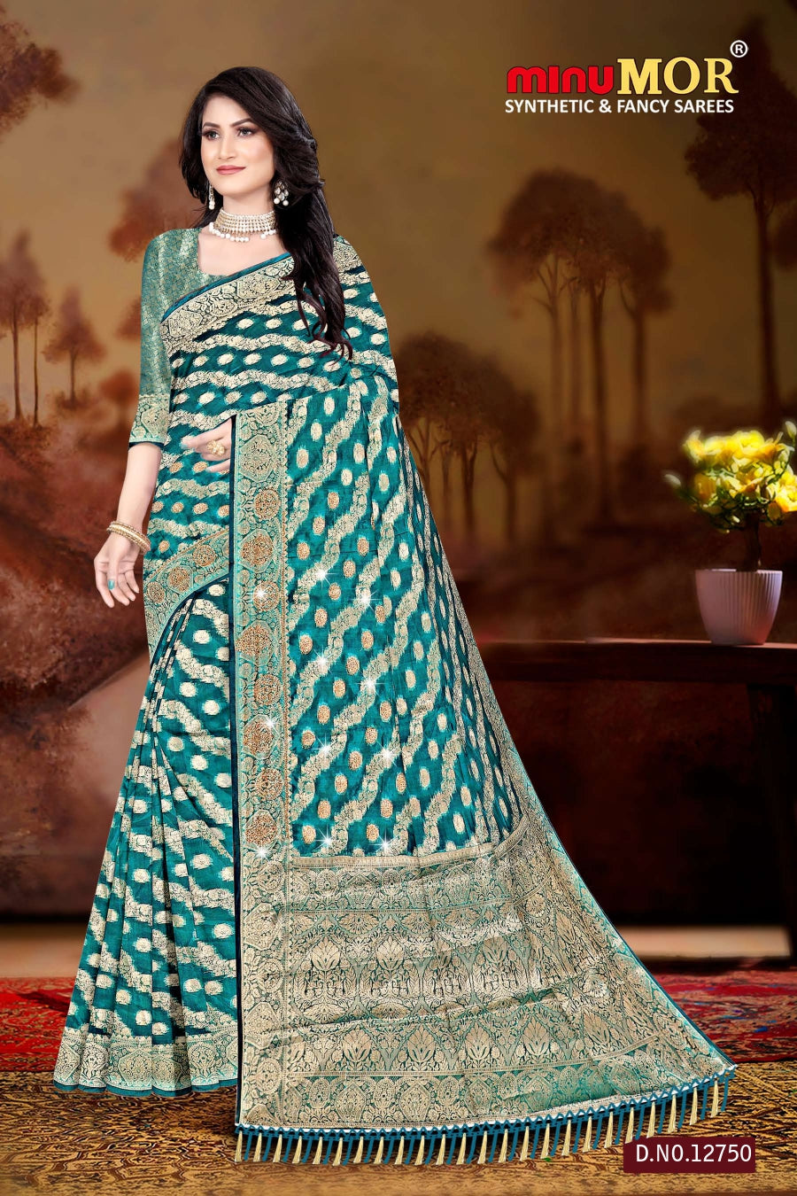 Fancy Saree Sajni (Design No_ 12750) (BP) - 6 Pcs Set
