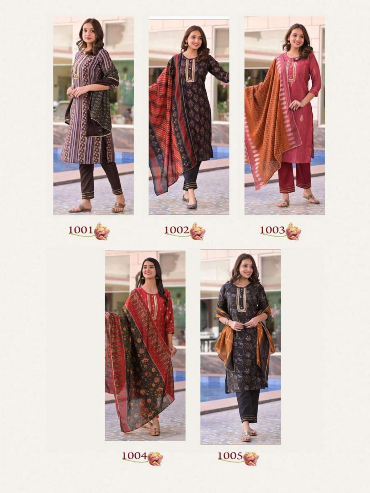 3 Piece Cotton Kurti Set Stella - 5 Pcs Set