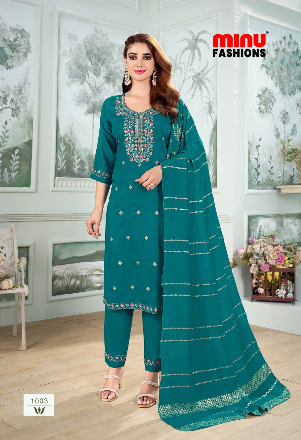 Printed Cotton Stitched Salwar Suit Abhilasha - 6 Pcs Set