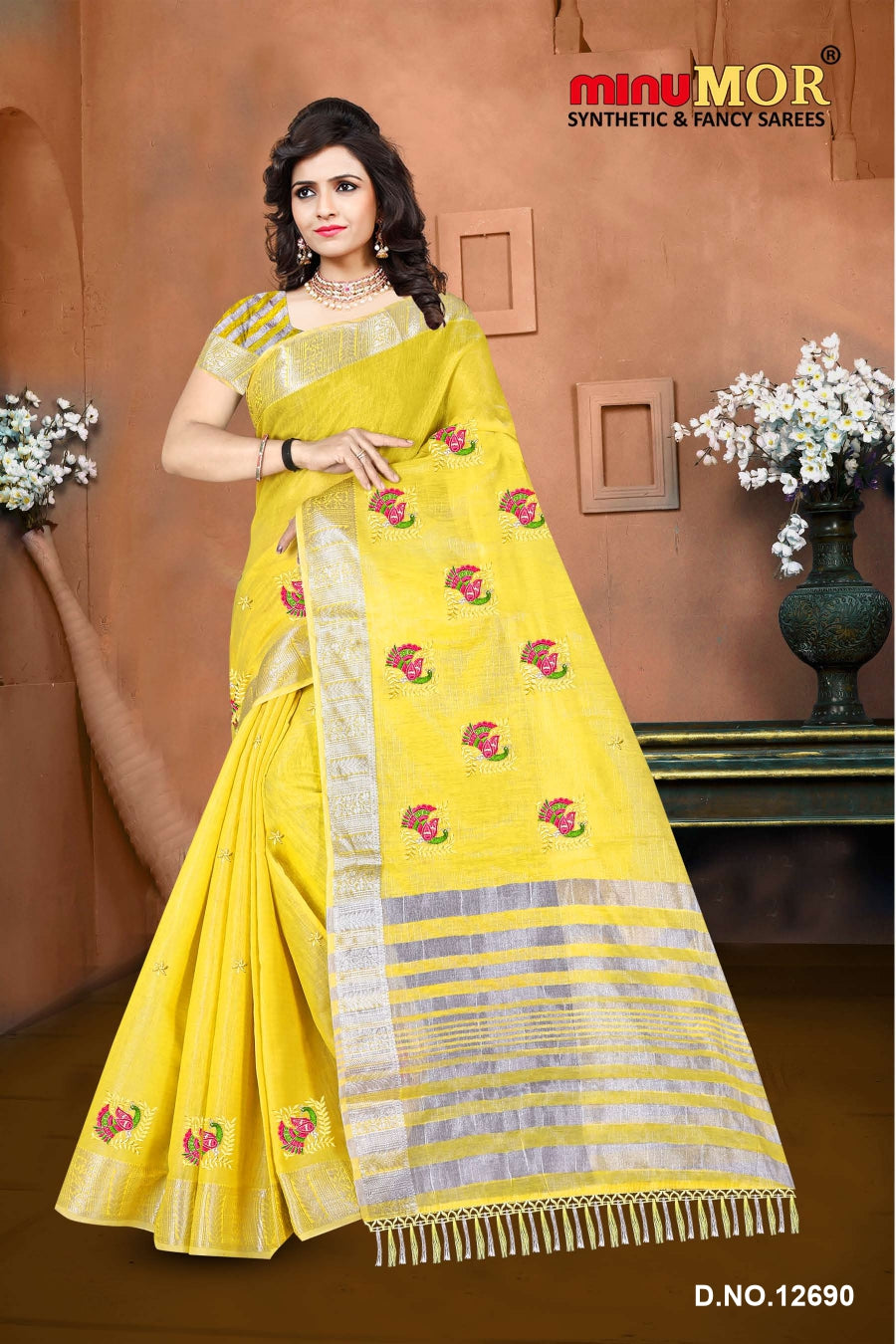 Fancy Saree Banarasi Tissue (BP) - 6 Pcs Set