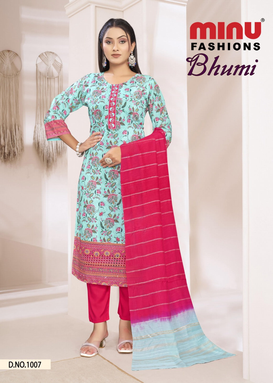 Printed Cotton Stitched Salwar Suit Bhumi (With Inner) - 8 Pcs Set