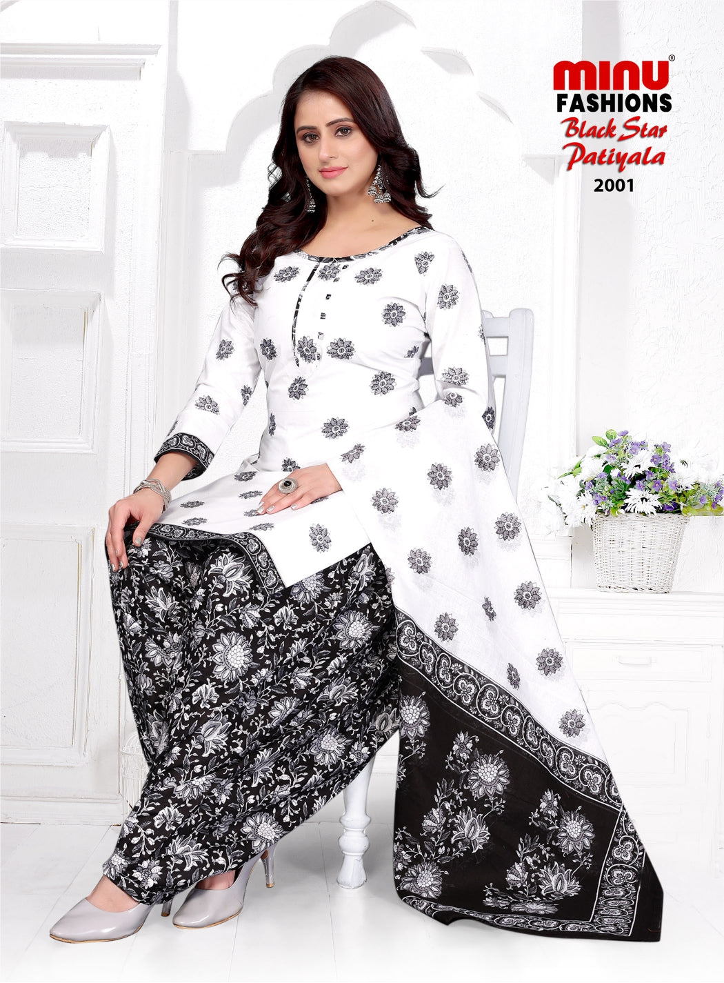 Printed Cotton Unstitched Salwar Suit Black Star Patiala Vol-2 (Special Rate) - 6 Pcs Set