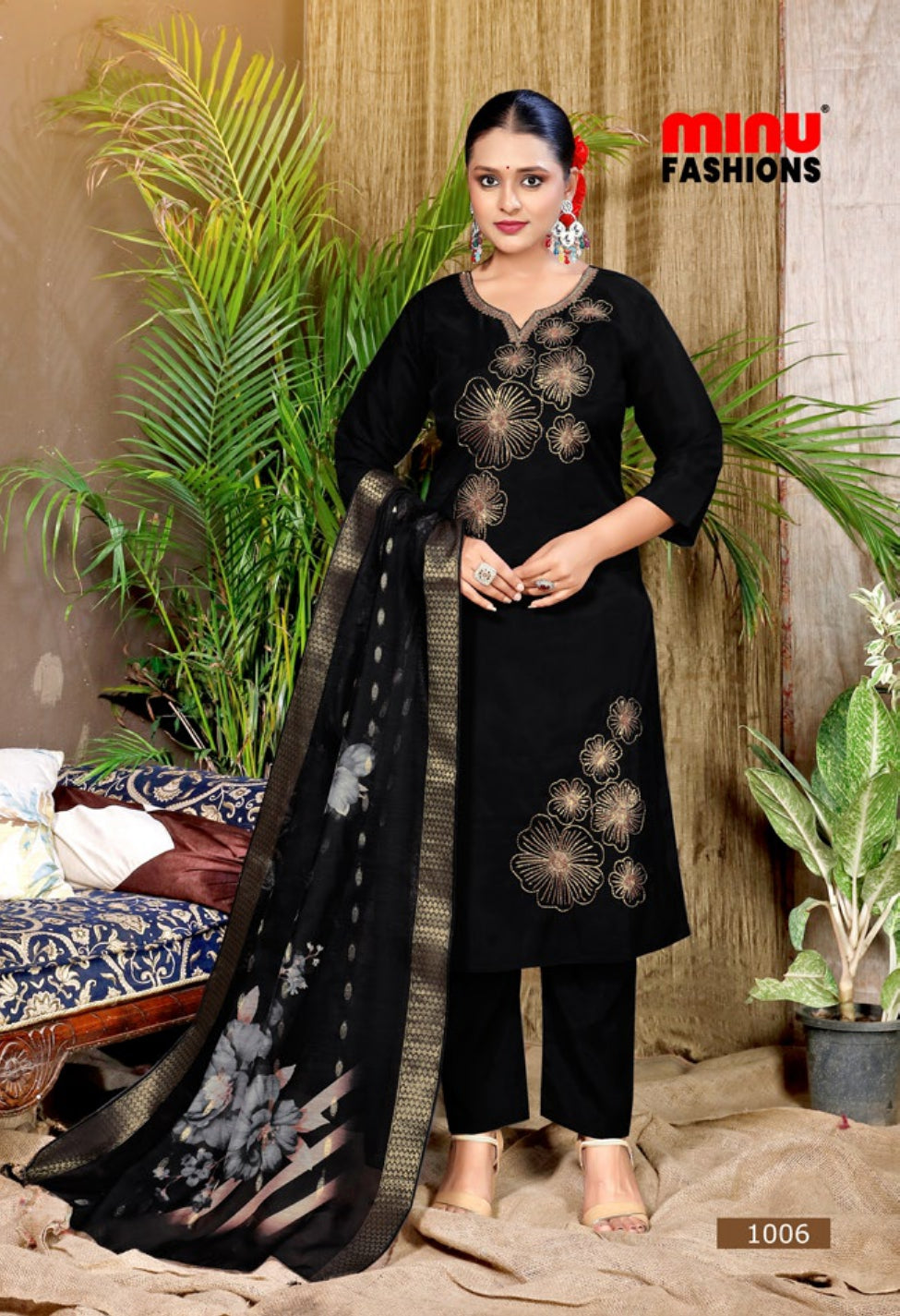 Embroidered Silk Stitched Salwar Suit Chitra - 6 Pcs Set