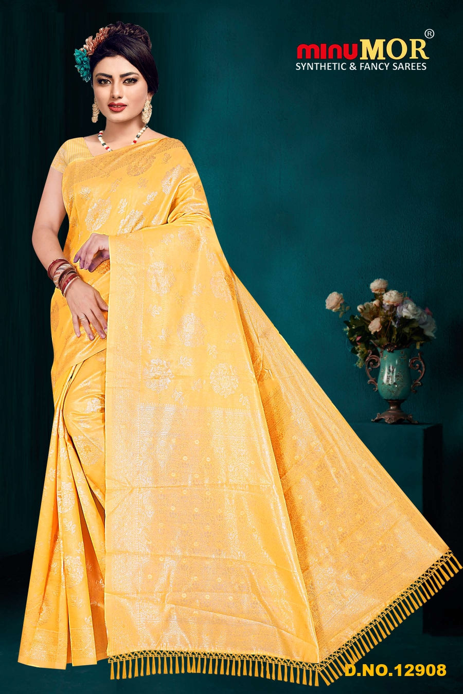 Fancy Saree Classic Lilen (Design No_12908) (BP) - 6 Pcs Set