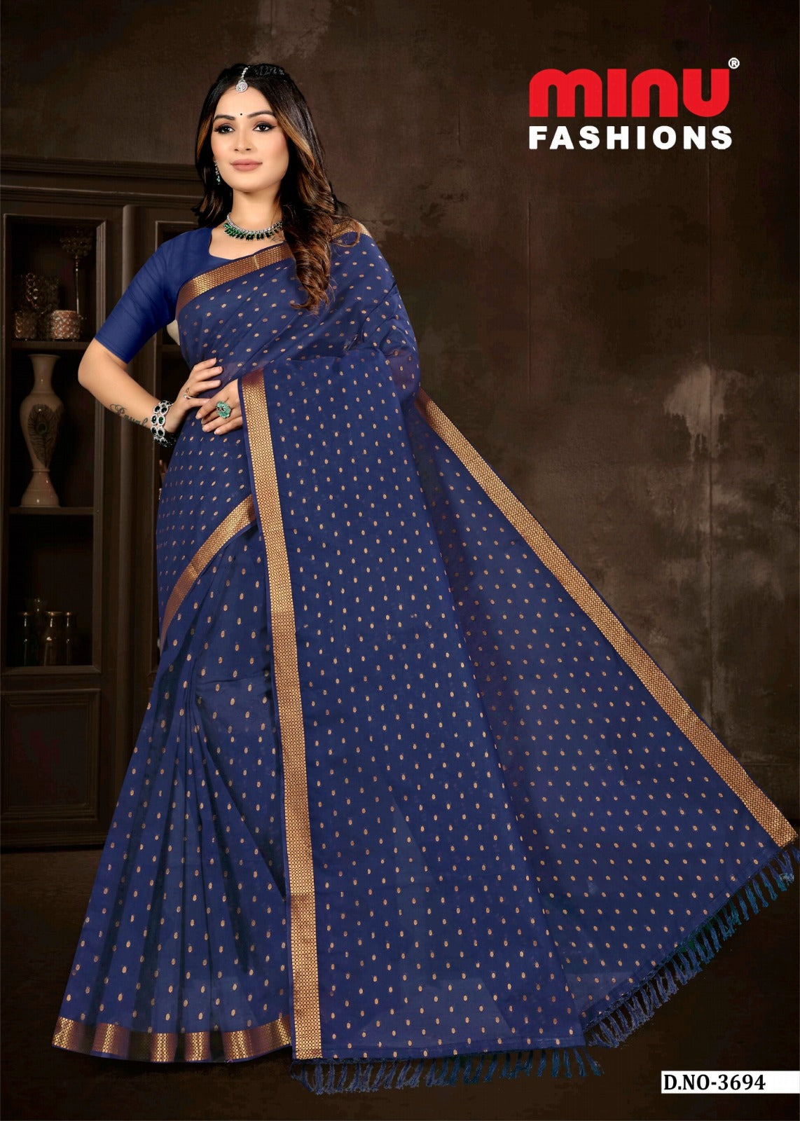 Embroidered Cotton Saree Hiramoti Vol-5 (Special Rate) - 8 Pcs Set