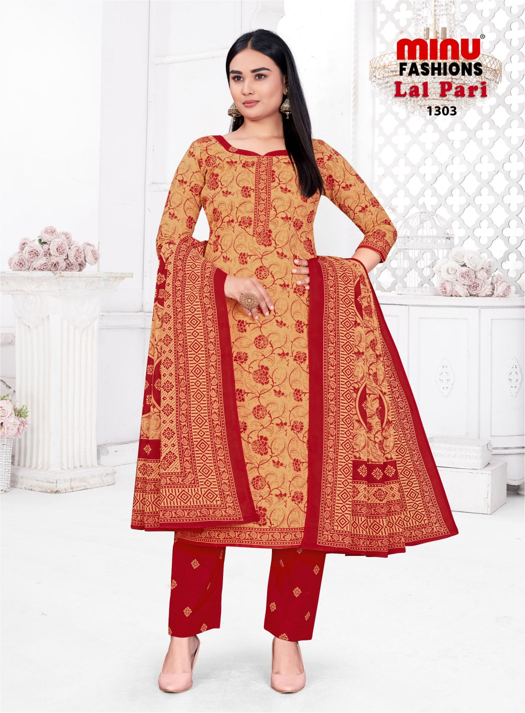 Printed Cotton Unstitched Salwar Suit Lal Pari (Vol-13) (Special Rate) - 10 Pcs Set
