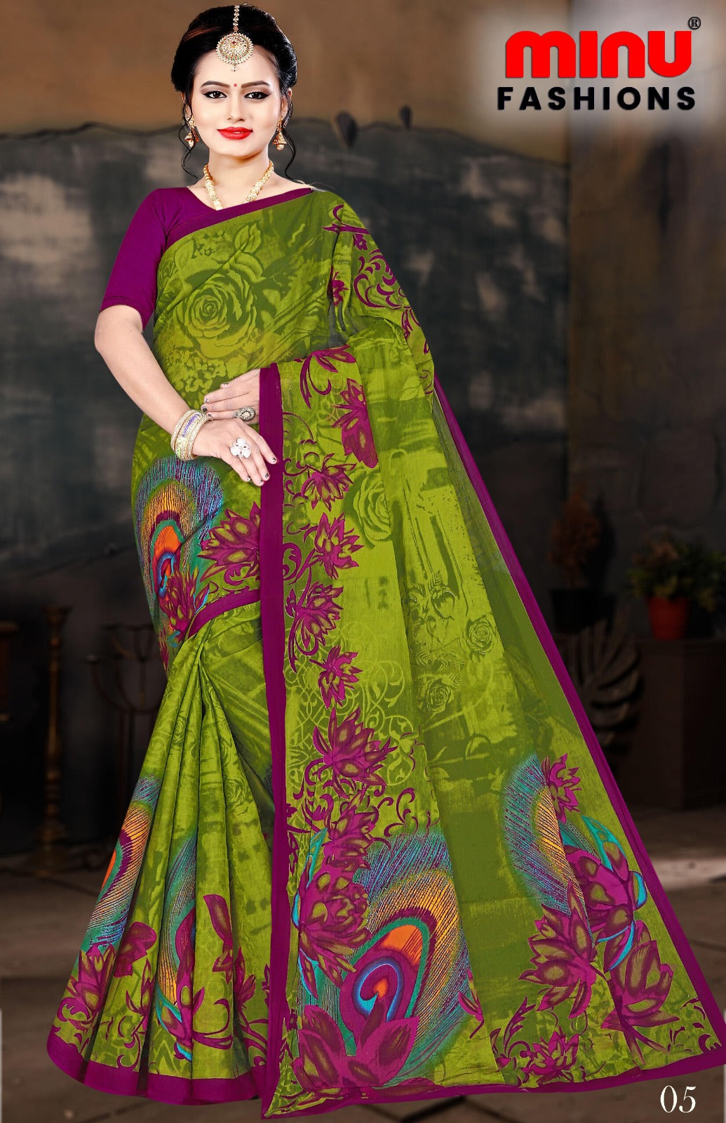 Printed Cotton Saree Nargis (Vol-4) - 10 Pcs Set