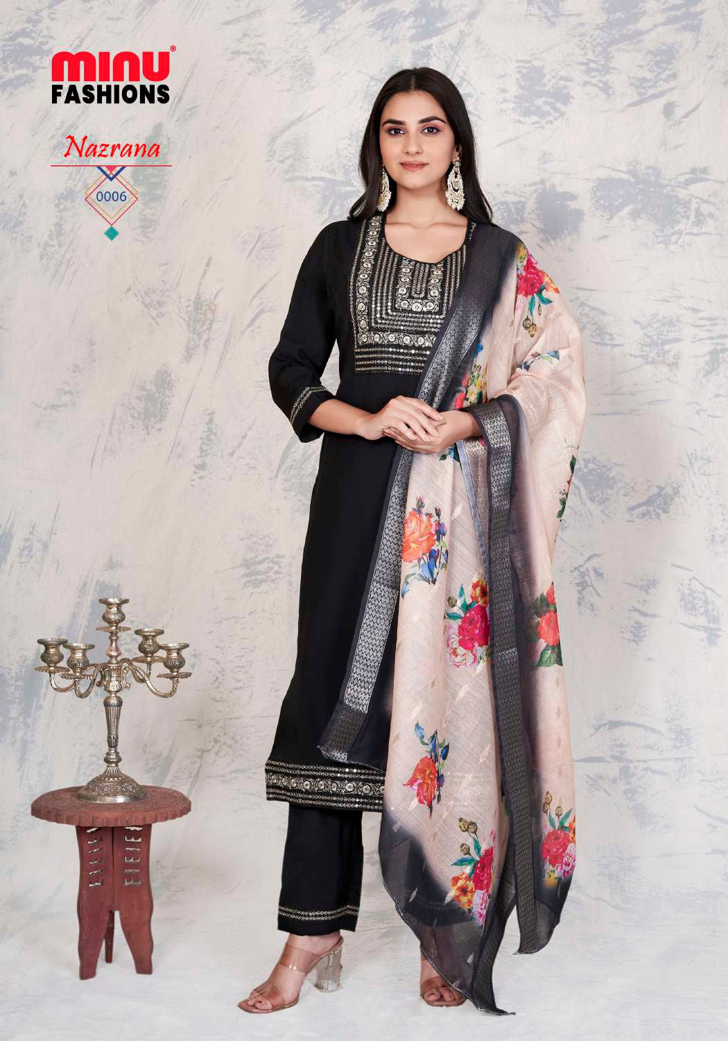 Embroidered Silk Stitched Salwar Suit Nazrana - 8 Pcs Set