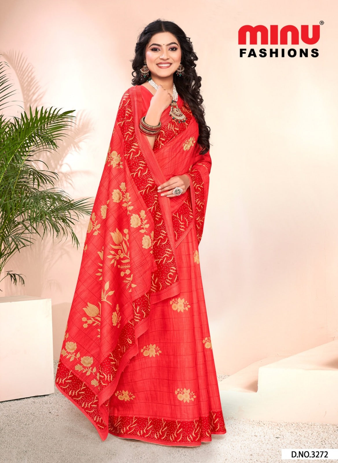 Printed Cotton Saree Nusrat - 8 Pcs Set