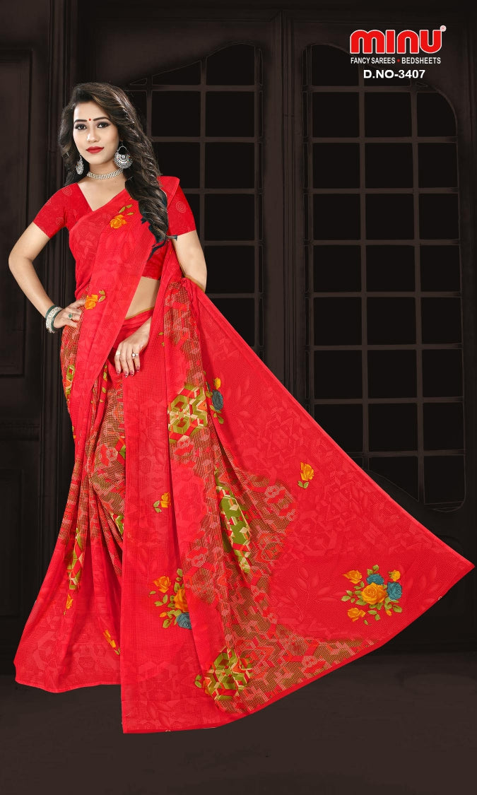 Fancy Saree Rainbow (BP) - 12 Pcs Set