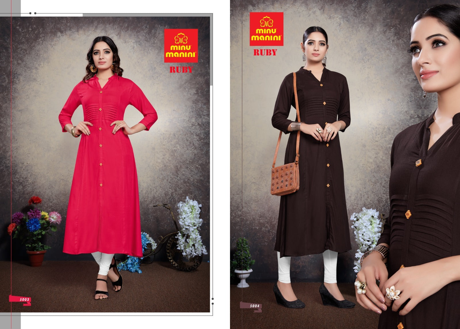 Rayon Long Kurti Ruby (Vol-5) - 10 Pcs Set