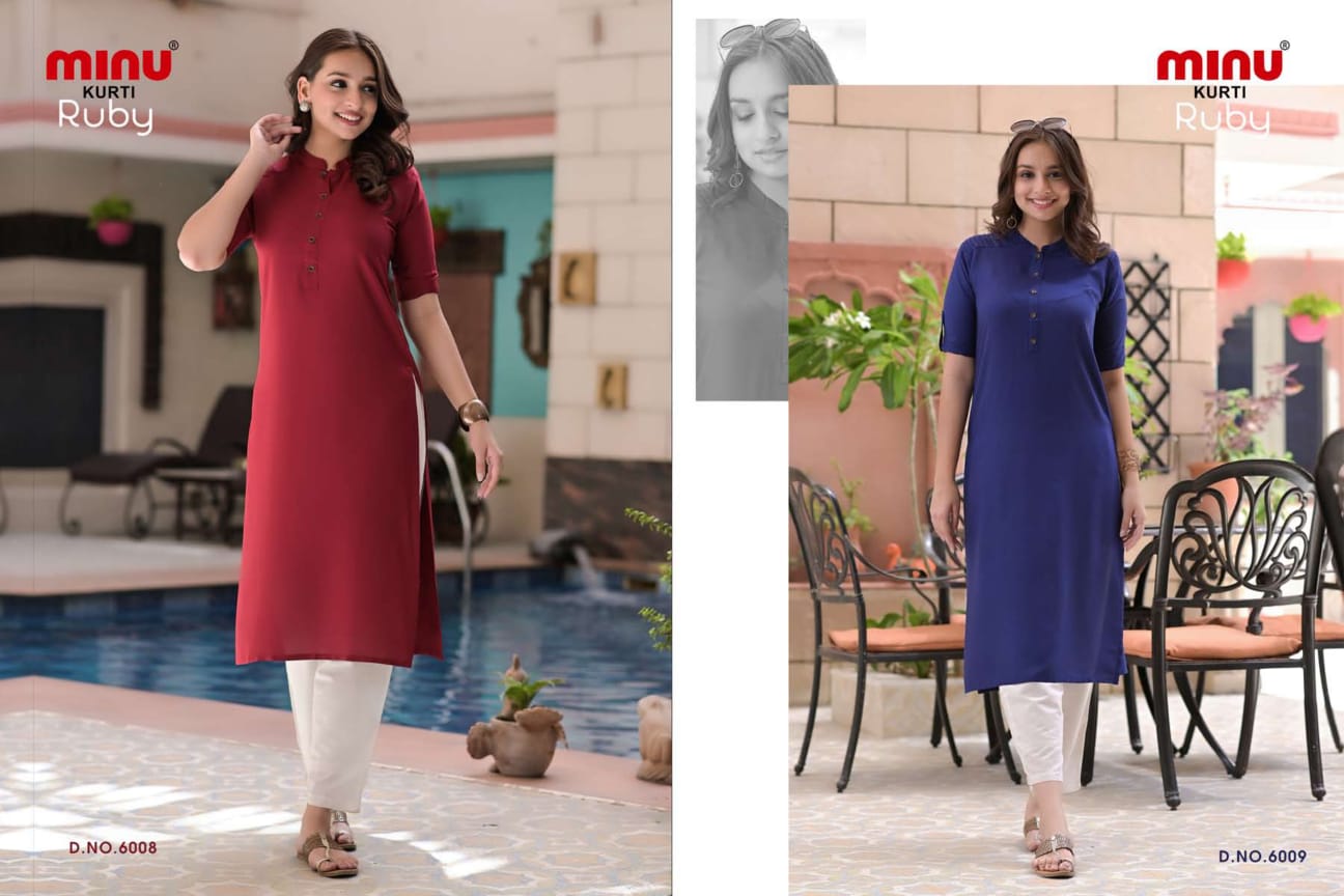 Rayon Long Kurti Ruby (Vol-6) - 10 Pcs Set