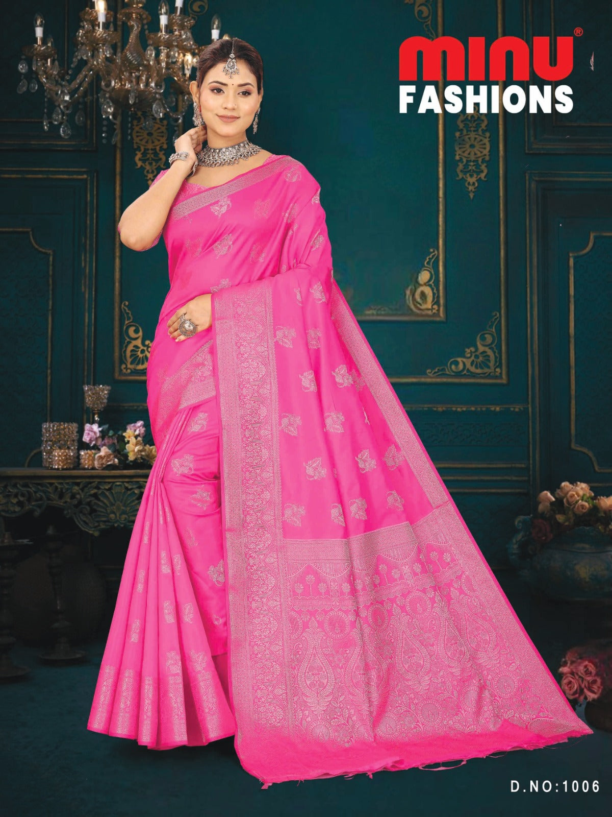 Fancy Saree Rosemerry (BP) - 6 Pcs Set