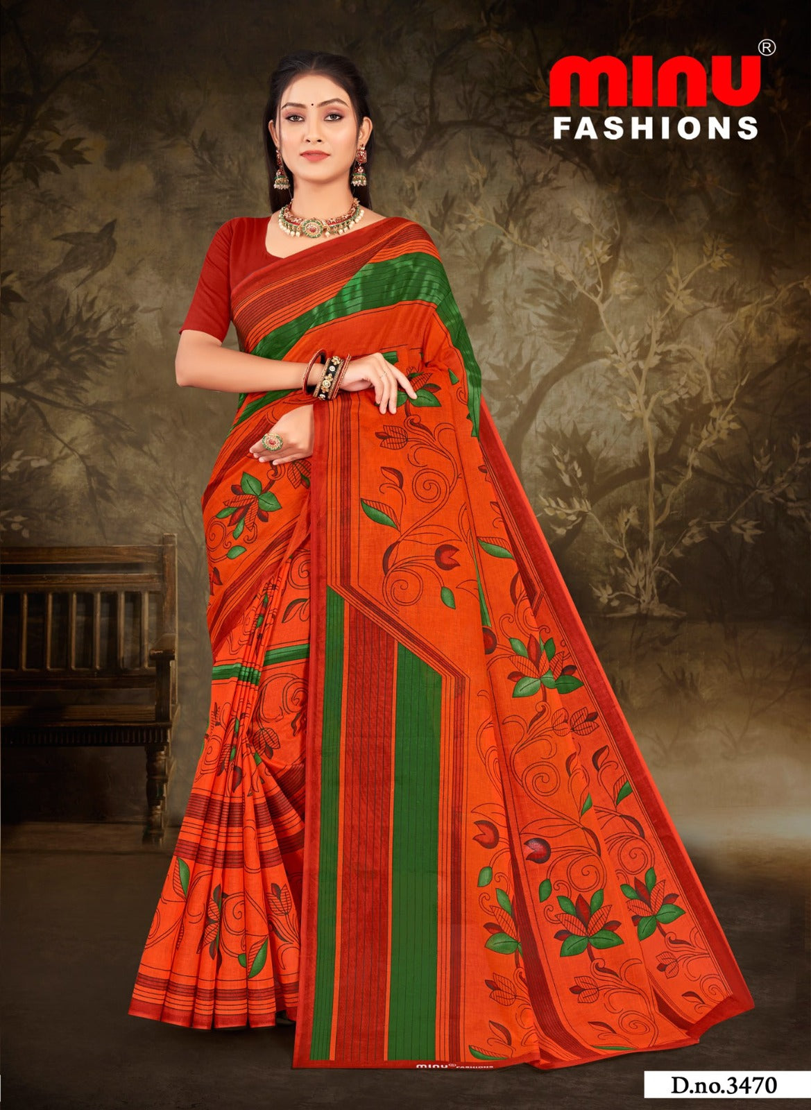 Printed Cotton Saree Kulfi - 10 Pcs Set