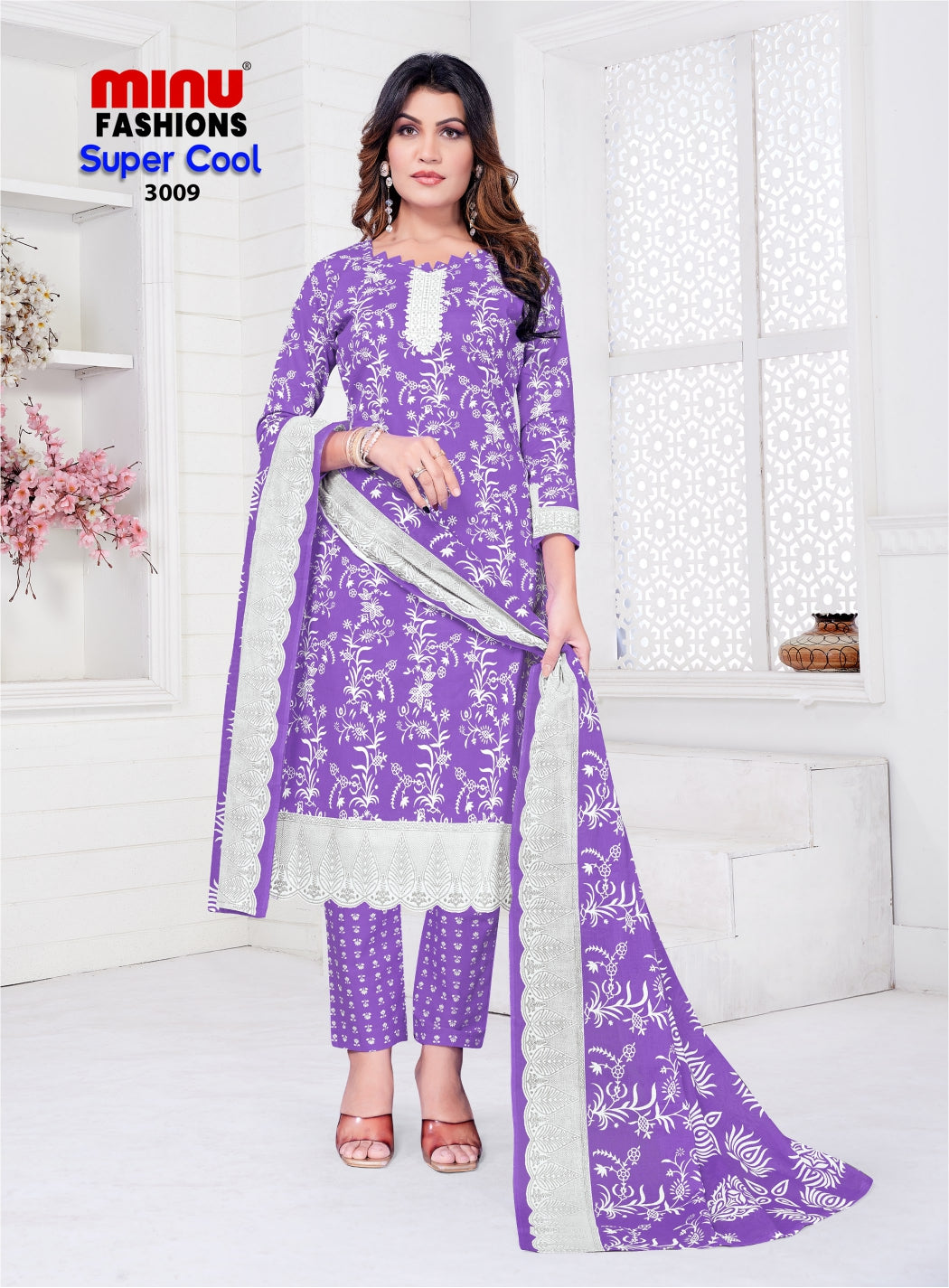 Printed Cotton Stitched Salwar Suit Super Cool - 10 Pcs Set
