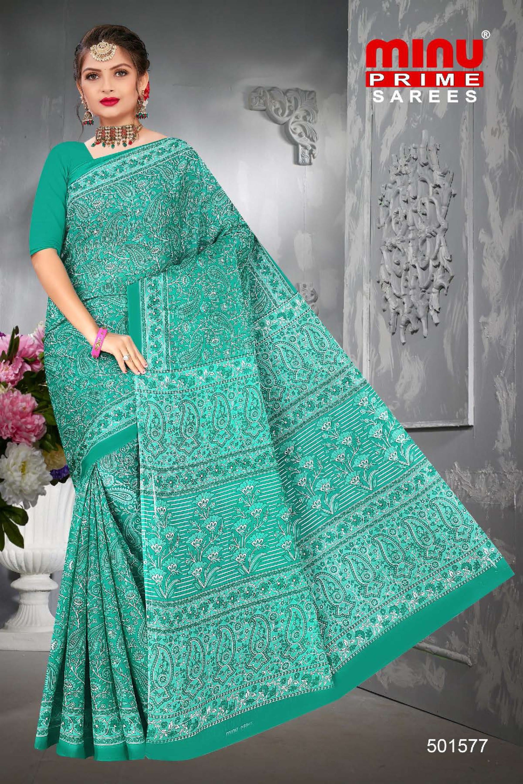 woman wearing saree from printed saree manufacturer