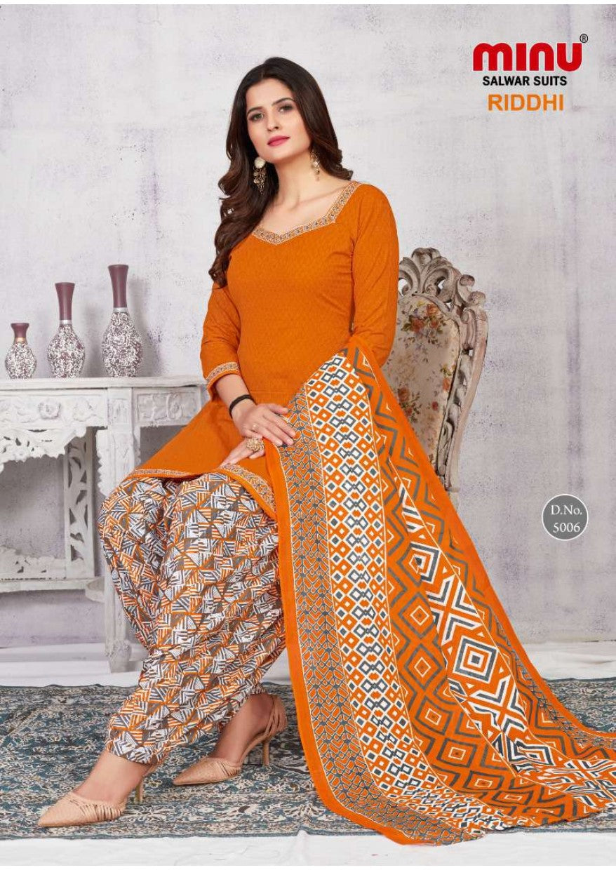 Orange printed salwar suit at low prices