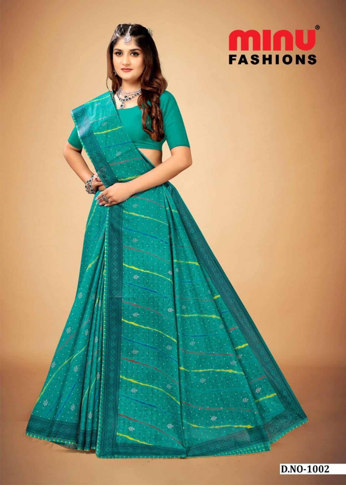 Embroidered Cotton Saree Avani (Special Rate) - 10 Pcs Set
