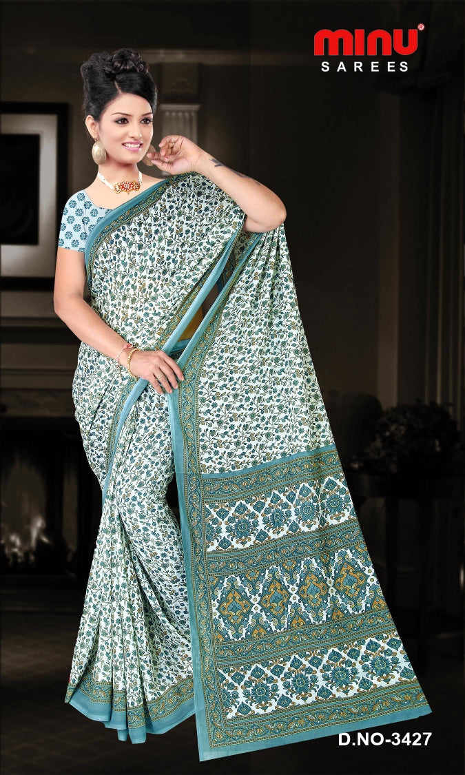 Fancy Saree Aavya Georgette (BP) - 8 Pcs Set