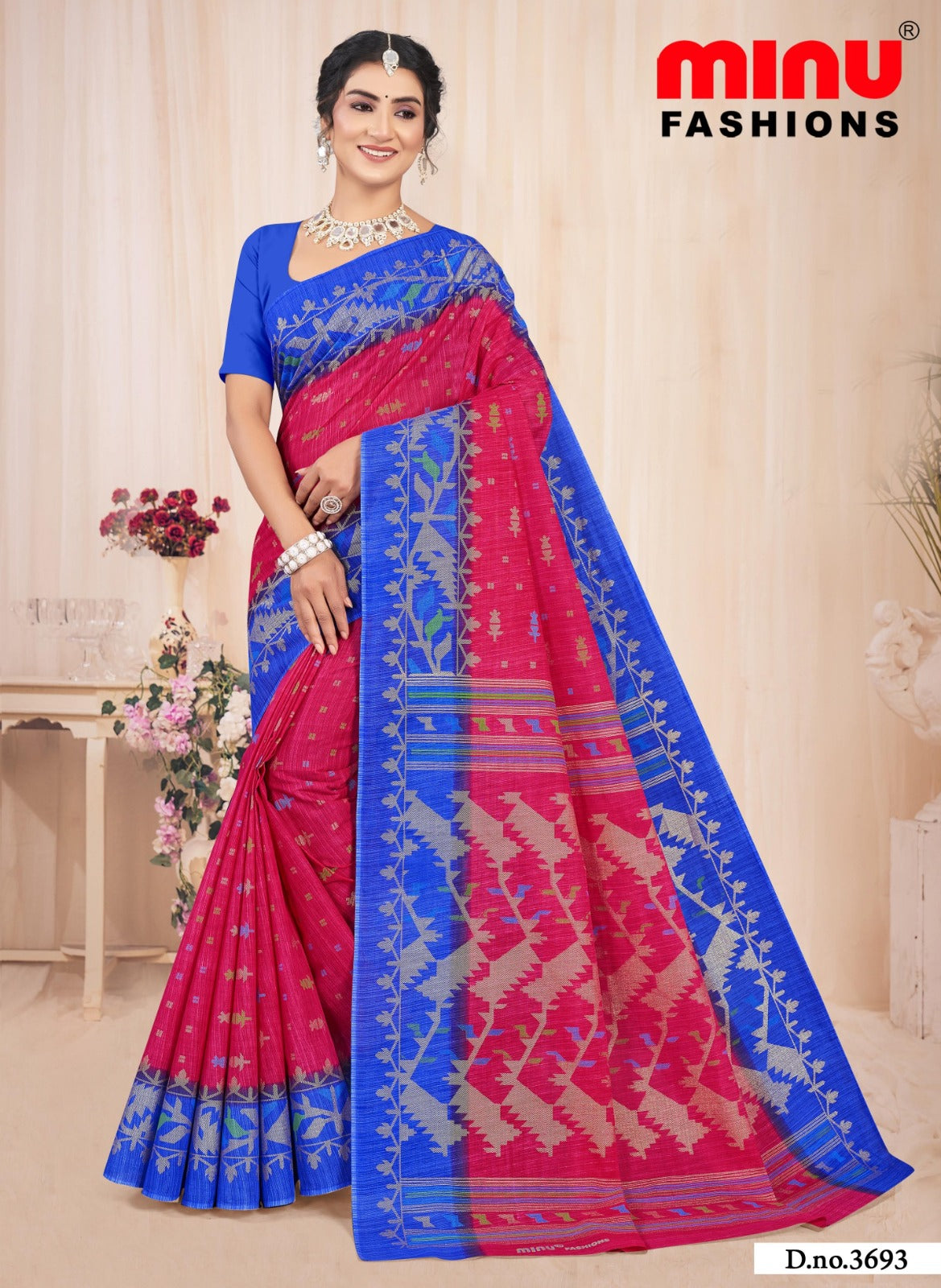 Malai Cotton Saree Binodini - 8 Pcs Set