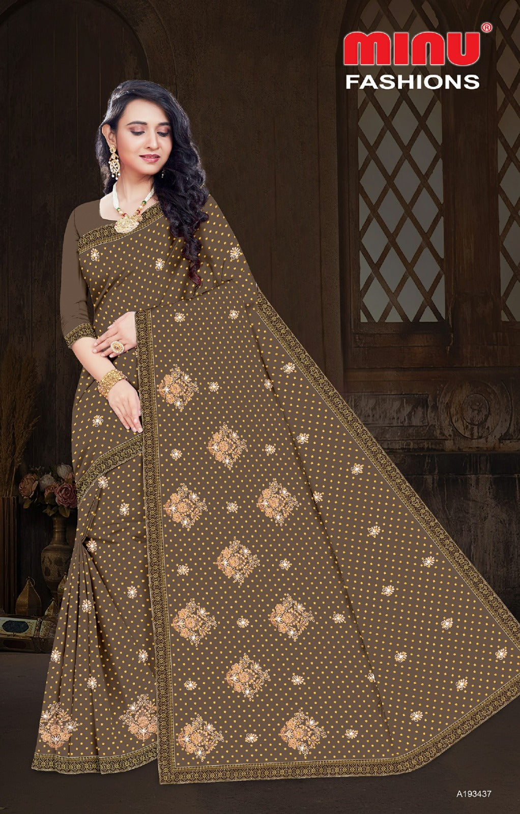 Embroidered Cotton Saree Craftry (Special Rate) - 8 Pcs Set