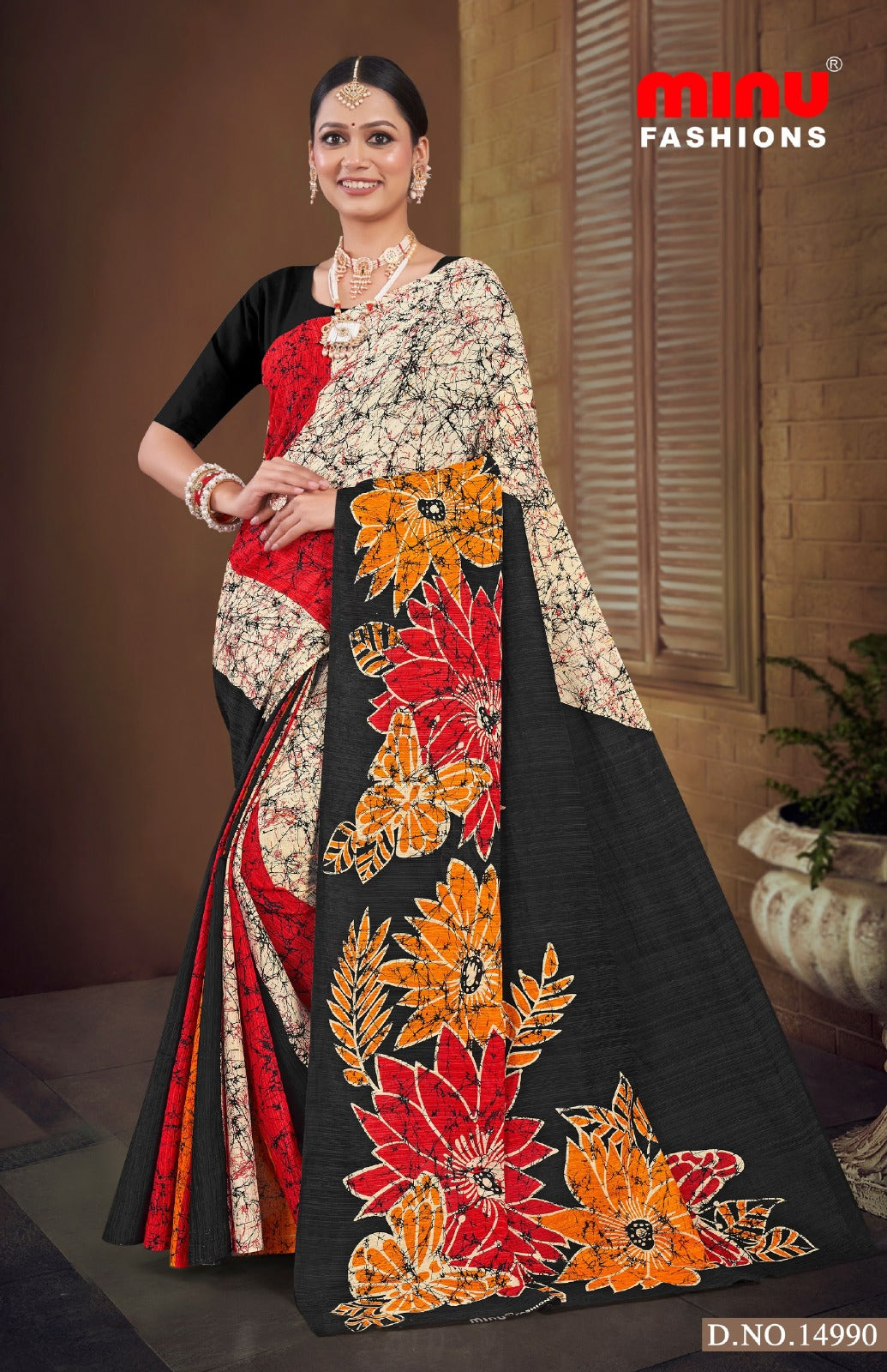 Malai Cotton Saree Crystal Batik (Vol-7) - 8 Pcs Set