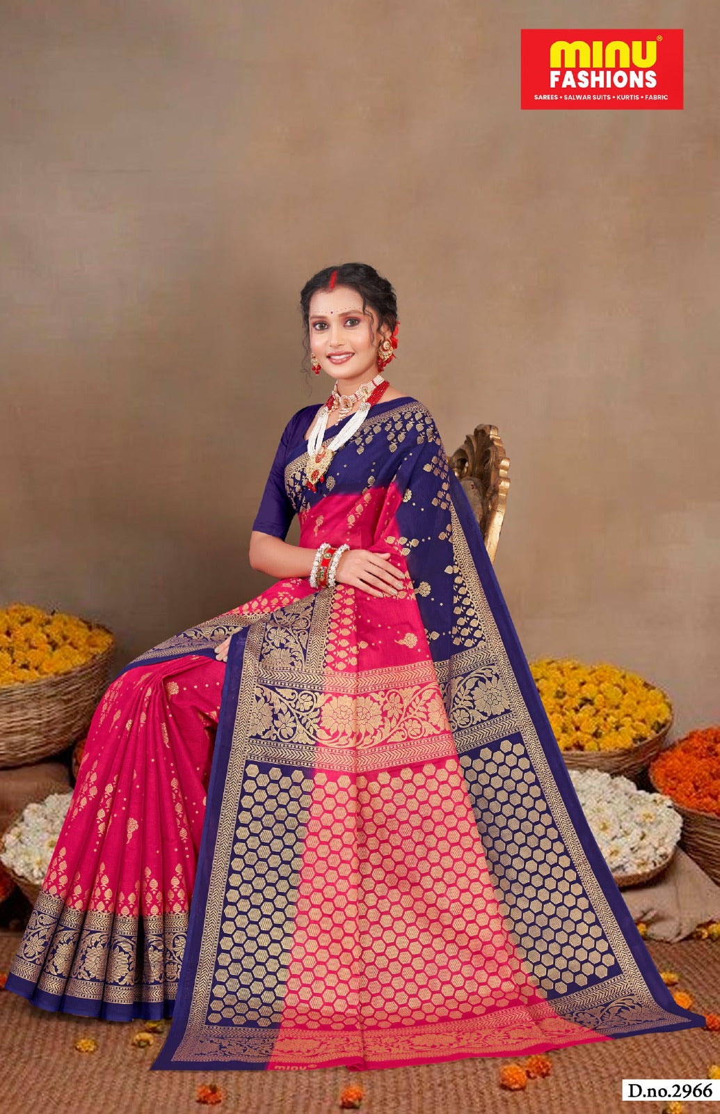 Malai Cotton Saree Gold Star (Vol- 3) - 10 Pcs Set